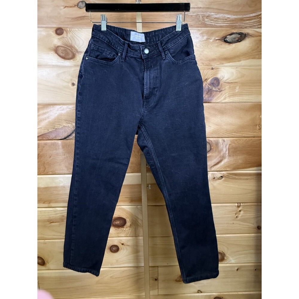 Everlane Womens The Original Cheeky Jeans Size 28 Crop Straight‎ Leg Black Denim